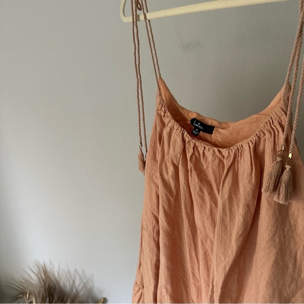 Lulus Dreaming of Sunshine Tassel Tie Strap Bohemian Coastal Tunic Dress Size M - Picture 8 of 10